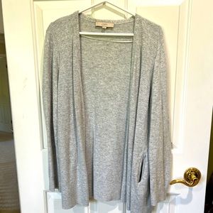LOFT Light Grey Cardigan Sweater with Pockets